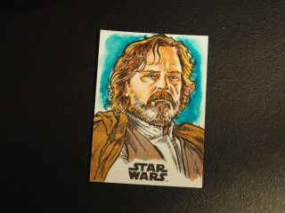 2017 Topps Star Wars Last Jedi Brian Kong Luke Skywalker Sketch 1/1 Nmmt