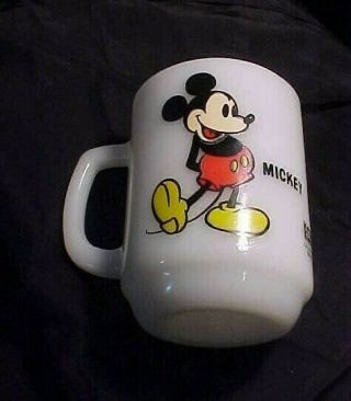 Anchor Hocking Fire King White Milk Glass Pepsi W.  Disney Mickey Mouse Mug Cup