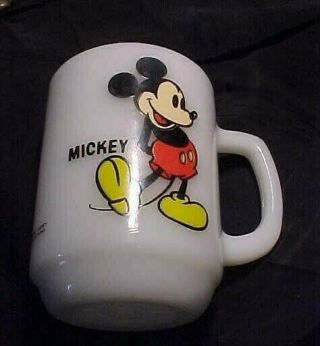 Anchor Hocking Fire King White Milk Glass Pepsi W.  Disney Mickey Mouse Mug Cup 4
