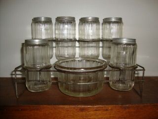 Vintage Sellers/hoosier 8 Pc.  Cabinet Spice Set With Wire Holder