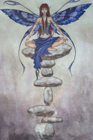 Amy Brown Fairy Mystic Balancing Rocks Le Signed Print Out Of Print