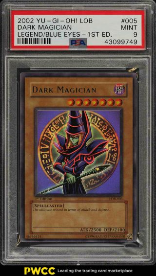 2002 Yu - Gi - Oh Legend Of Blue - Eyes 1st Ed Dark Magician Lob - 005 Psa 9 (pwcc)