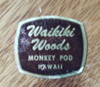 Vintage Waikiki Woods Monkey Pod Hawaii Hand Carved Wood Bowl 5 