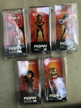 D23 Expo 2019 Figpin The Incredibles 5 Pack Limited Edition