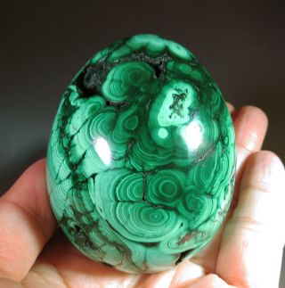 2.  5 " Natural Solid Green Malachite Crystal Gemstone Sphere Egg 7561
