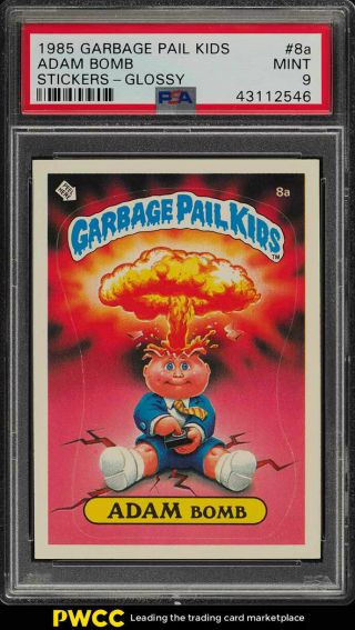 1985 Topps Garbage Pail Kids Stickers Glossy Adam Bomb 8a Psa 9 (pwcc)
