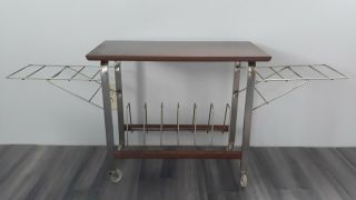 Mid Century Modern Record Player & Speaker Stand W/record Rack Vintage