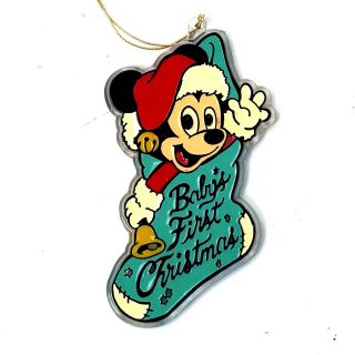Vintage Disney Baby’s First Christmas Mickey Mouse Stocking Ornament 4 1/2 " 1984