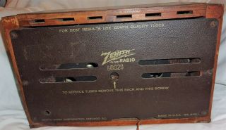 Old/Vintage/Antique 1930 ' s - 40 ' s? Zenith Consol - Tone Wood Tube Radio but 3