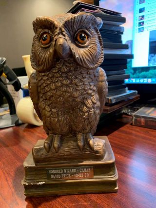 Vintage David Price Camas Honored Wizard Award Statue Owl 1970 Magic Magician