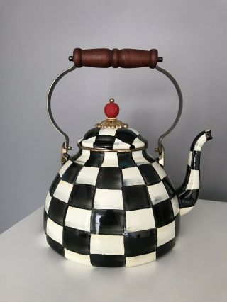 Mackenzie Childs Courtly Check Tea Kettle 3 Qt