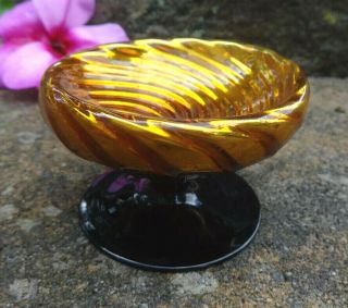 Gorgeous Handblown Gold Swirled Mercury Glass Open Salt Dip,  Cellar,  Dish