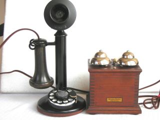 Western Electric 51al 2/4 Dial Antique Telephone Rare Large " Boobie " Bells