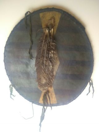 Antique 19th C Native American Plains Indian Rawhide Parfleche Shield