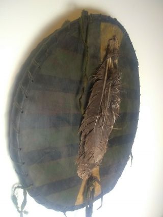 Antique 19th C Native American Plains Indian Rawhide Parfleche Shield 2