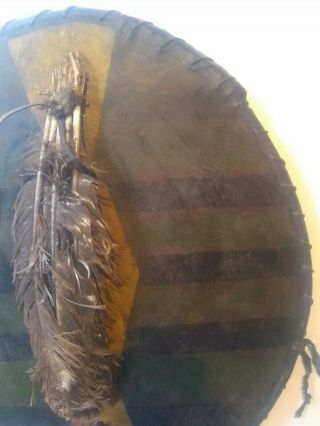 Antique 19th C Native American Plains Indian Rawhide Parfleche Shield 3