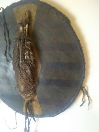 Antique 19th C Native American Plains Indian Rawhide Parfleche Shield 8