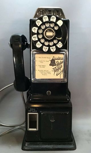 Retro Antique American Telegraph & Telepone Co Old Rotary Booth Style Pay Phone