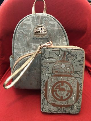 Disney Parks Star Wars Galaxy Edge Loungefly Mini Backpack And Wallet/phone Case