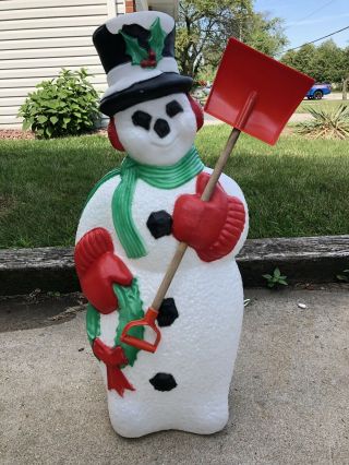 Vtg Tpi 1995 Frosty The Snowman Christmas Shovel Wreath Blow Mold 40” Huge