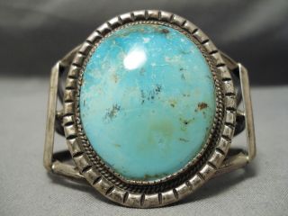 One Of The Best Earth Blue Turquoise Vintage Navajo Sterling Silver Bracelet