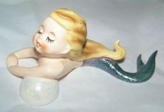 Vintage Ceramic Bisque Mermaid Wall Hanging Or Table - Top Figurine
