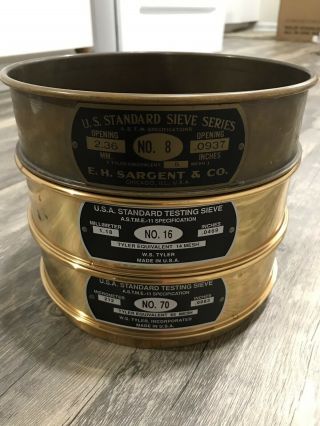 3 Vintage U.  S.  Standard Sieve Series Gold Mining Sifters