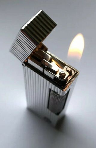 Dunhill Silver ‘Lines’ Rollagas Lighter - Fully Overhauled & Lovely 10
