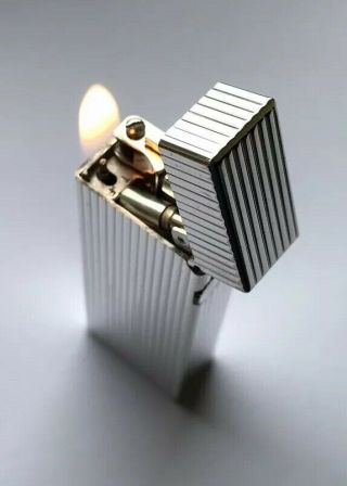 Dunhill Silver ‘Lines’ Rollagas Lighter - Fully Overhauled & Lovely 11