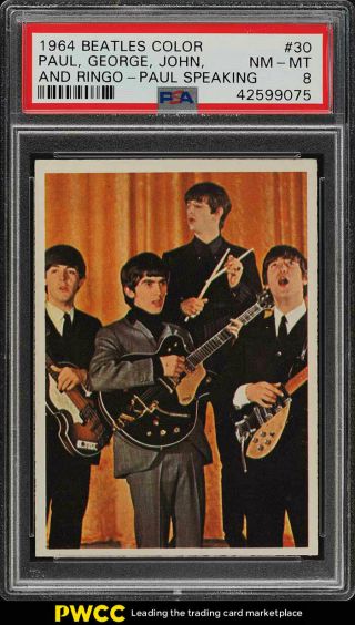 1964 Topps Beatles Color Paul,  George,  John,  & Ringo 30 Psa 8 Nm - Mt (pwcc)