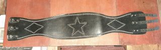 All Black Rhinestone Vintage Western Cowboy Leather Belt Adjustable