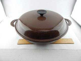 Le Creuset France Cast Iron Enamel Braiser Shallow Pot Pan Dutch Oven Brown 30