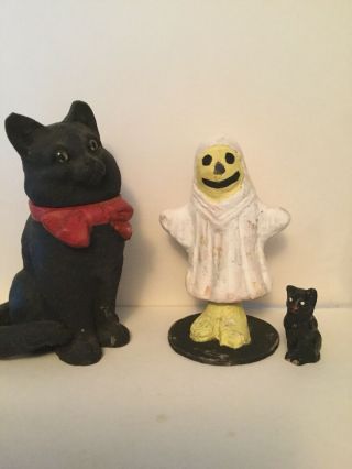 1900’s Antique German Cat Candy Container Composition All Orig.  Halloween Cat