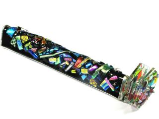 Goldsmith Kaleidoscope 9 " Abstract Layered Fused Dichroic Stained Glass,  2 Disks
