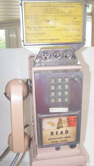 Vintage Rare Pink Push Button Payphone 3 Coin Slot All Metal W/head Top