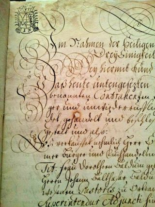 Old Document Paper 1716 German Latin Documents