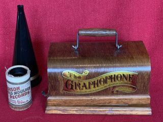 Antique COLUMBIA TYPE B EAGLE Graphophone PHONOGRAPH Cylinder Record Player 1897 9