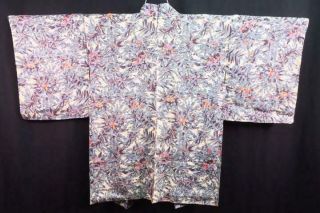 04v17164 Silk Vintage Wide Japanese Kimono Haori Jacket Flower