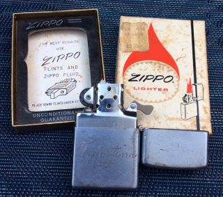 Vintage Zippo Lighter Chrome 16 Hole & Box No.  200 Brush Finish