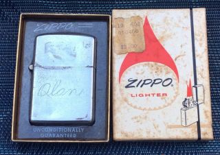 Vintage Zippo Lighter Chrome 16 Hole & Box No.  200 Brush Finish 2