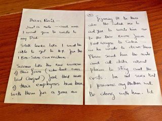 Letter From Duke Stern To Recil Bordner - Hand Written By Duke - Undated
