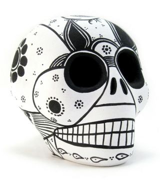 Sugar Skull,  Handmade Ceramic Day Of The Dead Clay Calavera Dia De Los Muertos