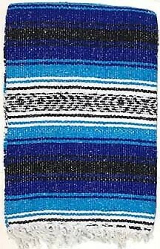 Blue Turquoise Mexican Blanket 1000 Xl Falsa Native Saltillo Serape Yoga