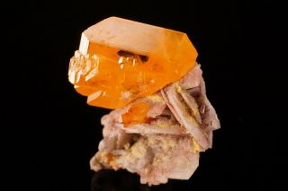 Wulfenite Crystal On Baryte Rowley Mine,  Arizona