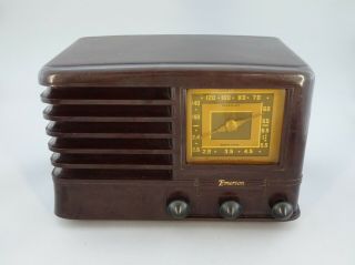 1930s - 1940s Vintage Emerson Model Cg268 Brown Bakelite Tabletop Tube Radio