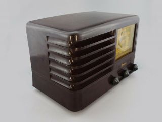 1930s - 1940s Vintage Emerson Model CG268 Brown Bakelite Tabletop Tube Radio 2