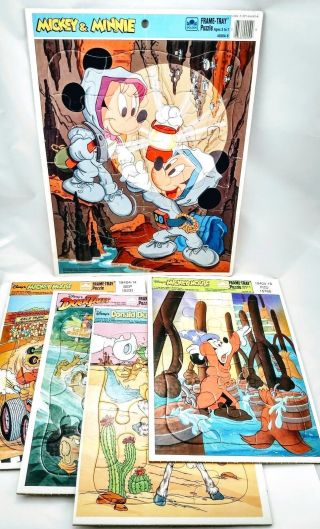 5 Disney Frame Tray Golden Puzzles Mickey Minnie Mouse Donald Ducktales Fantasia