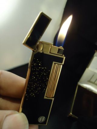 Dunhill Rollagas Lighter - Black Lacquer - Gold Dust - Cased - Feuerzeug/Briquet 2