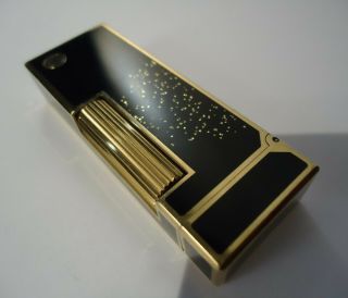 Dunhill Rollagas Lighter - Black Lacquer - Gold Dust - Cased - Feuerzeug/Briquet 6