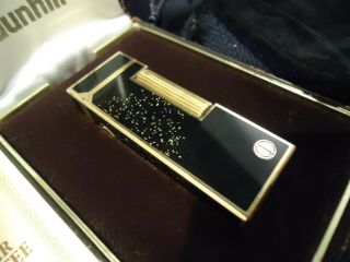 Dunhill Rollagas Lighter - Black Lacquer - Gold Dust - Cased - Feuerzeug/Briquet 8